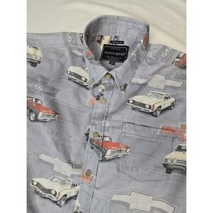 North River  Button Up Shirt‎ All Over Print Classic Chevrolet Blue XXL